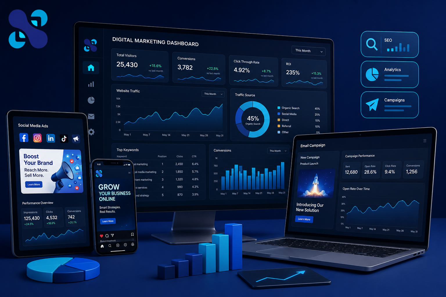 A digital marketing dashboard